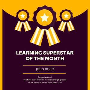 Learner of the month recognition certificate
